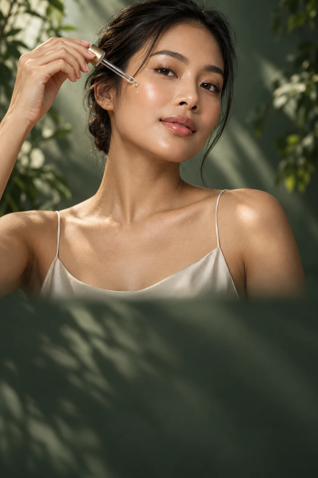 Serum application illustrating skincare product development